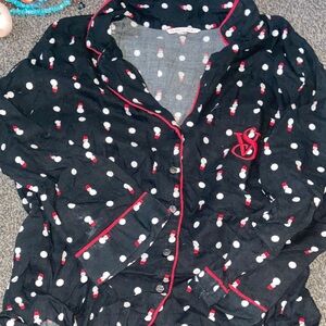 Victorias Secret Black Snowman Pajama Shirt